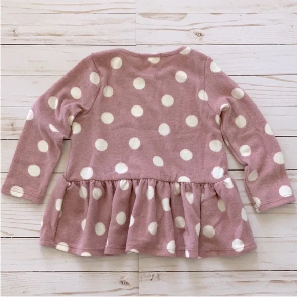 Girls Mauve & Cream Long Sleeve Polka Dot Peplum Tunic Top - Picture 5 of 5